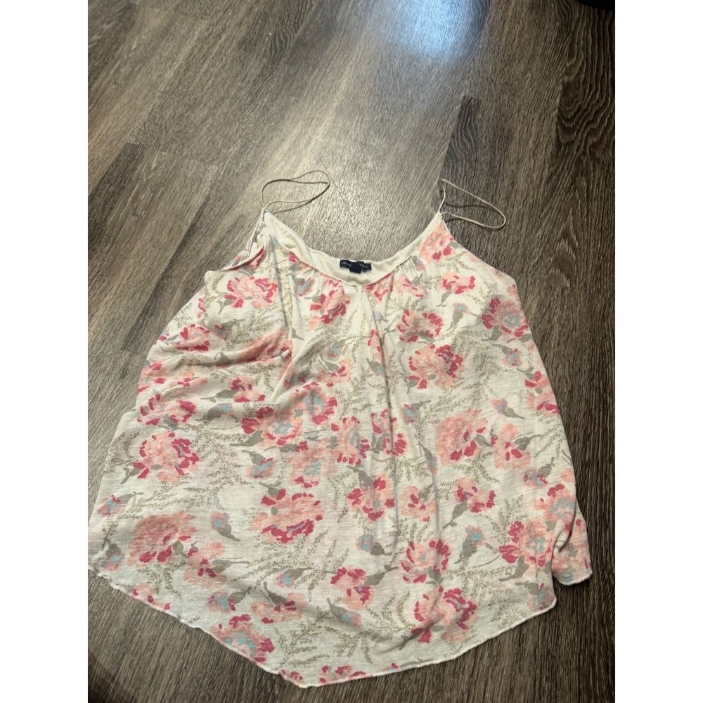 American Eagle Floral Spaghetti Strap Camisole Top Pink Blue Cream XL